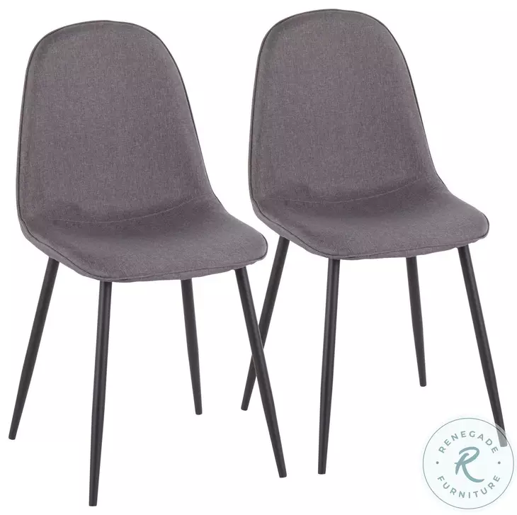 Pebble Charcoal Fabric And Black Steel Chair Set of 2