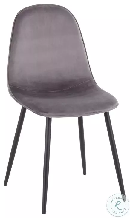 Pebble Grey Velvet And Black Steel Chair Set of 2
