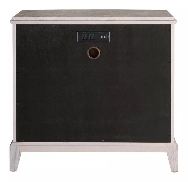 Waverly Rolling Fog 3 Drawer Marble Top Nightstand with USB Charging