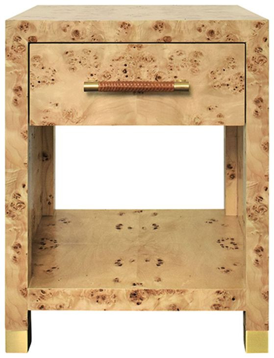 Pelham Brown Rectangular 1 Drawer Side Table