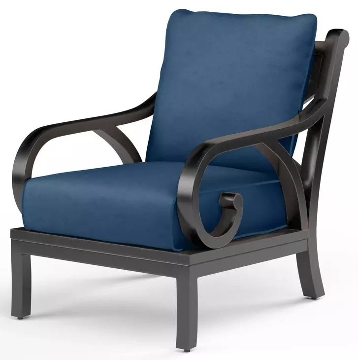 Monterey Spectrum Indigo Upholstered Outdoor Club Chair with Self Welt