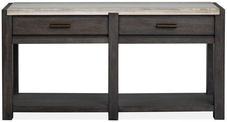 Plum Creek Ravenwood Black and White Rectangular Marble Top Sofa Table