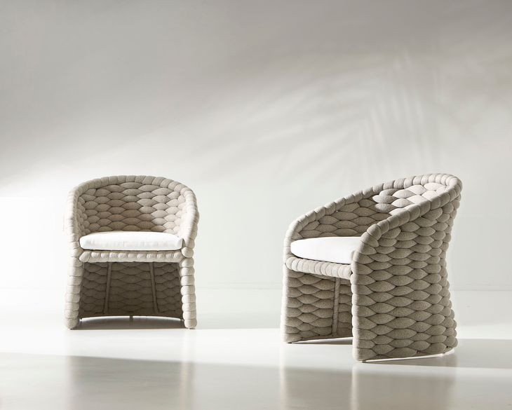 Salinas Nordic Gray and White Performance Fabric Outdoor Arm Chair