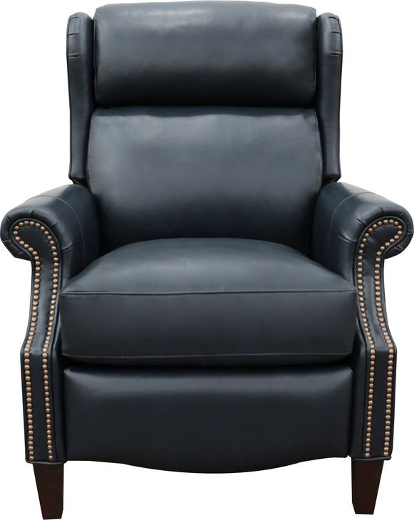 Philadelphia Shoreham Blue Leather Triple Power Recliner with USB Charging and Nailhead Trim