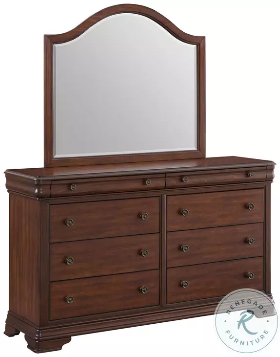 Stark Cherry 8 Drawer Dresser And Mirror
