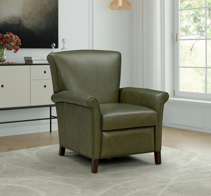 Phoebe Dobbs Sage Leather Push Thru The Arms Recliner