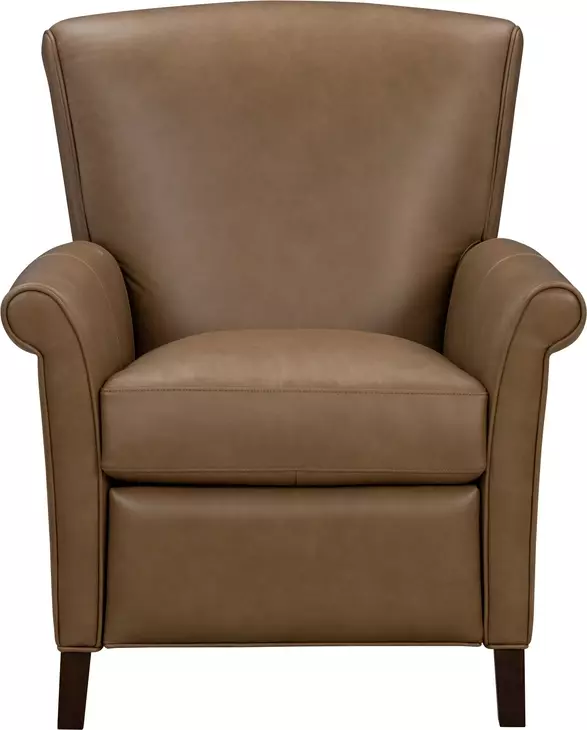 Phoebe Hillwood Toffee Leather Push Thru The Arms Recliner