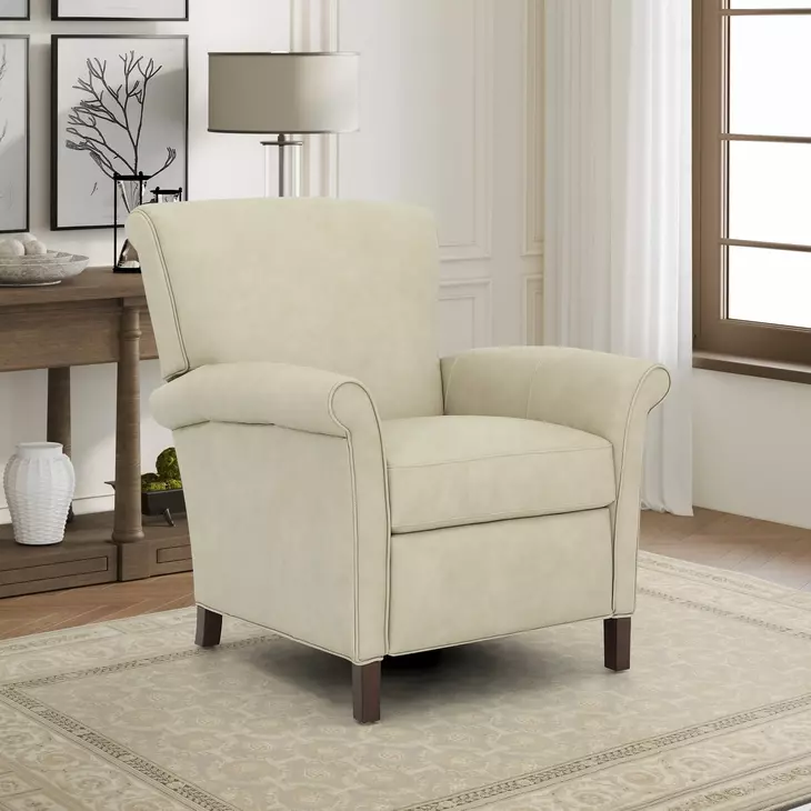 Phoebe Cashmere Stone Leather Push Thru The Arms Recliner