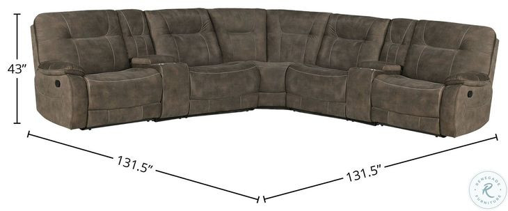 Brooks Shadow Brown Performance Fabric 7 Piece Modular Reclining Sectional