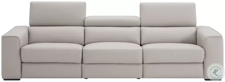 Picasso Silver Gray Leather Motion 113" Sofa