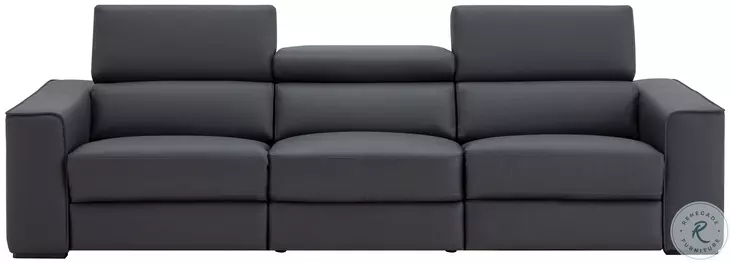Picasso Blue Gray Leather Motion 113" Sofa