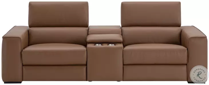 Picasso Caramel Leather Motion Console 100" Loveseat