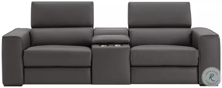 Picasso Dark Gray Leather Motion Console 100" Loveseat