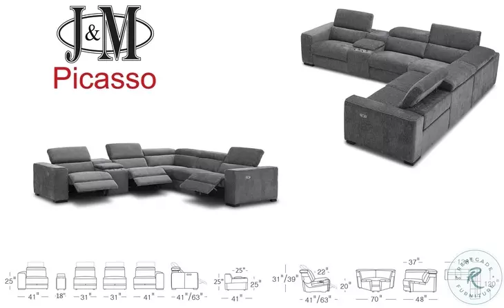 Picasso Dark Gray Fabric Reclining Modular Sectional From Home