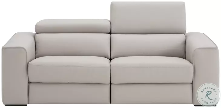 Picasso Silver Gray Leather Motion 82" Loveseat