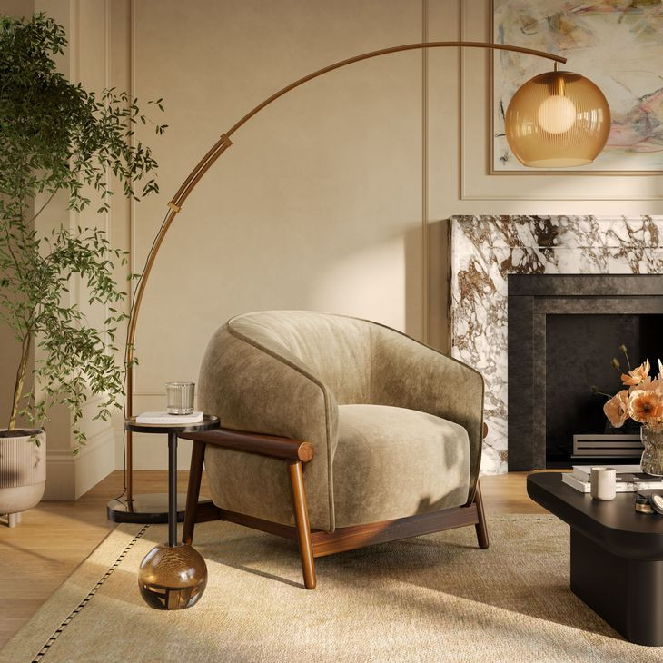 Piedmont Taupe Upcycled Chenille Accent Chair