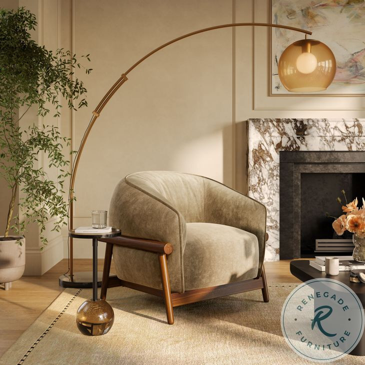 Piedmont Taupe Upcycled Chenille Accent Chair From Coleman