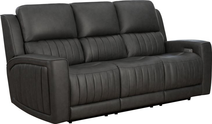 Pierce Homerun Dark Gray Leather Zero Gravity Power Reclining Living Room Set with Power Headrests and Lumbar