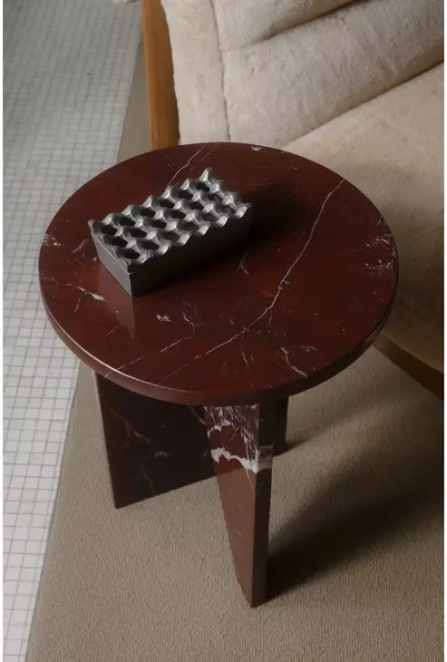 Grace Rosso Levante Round Marble Top Accent Table