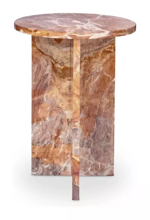 Grace Orange Levante Round Marble Top Accent Table