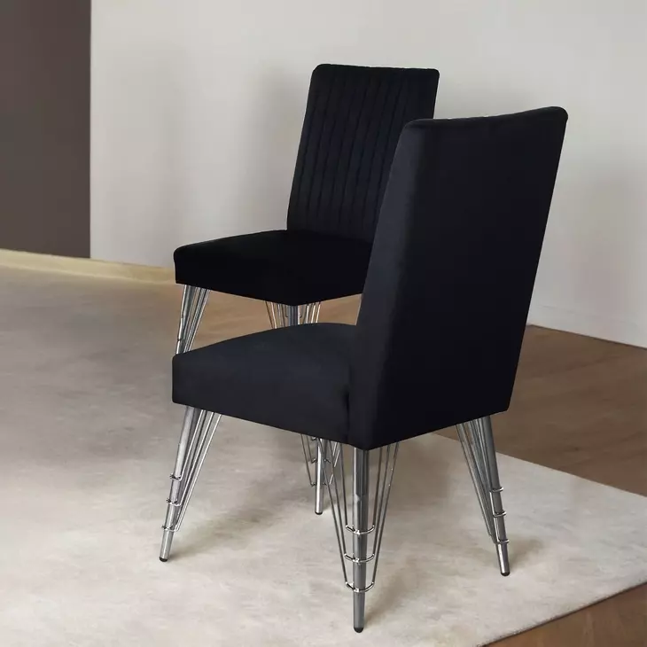 Ava Black Upholstered Dining Chair Set of 2