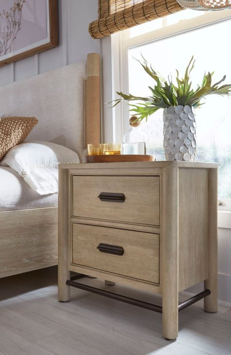 Amber Coast Sanibel Brown 2 Drawer Nightstand with USB Charging