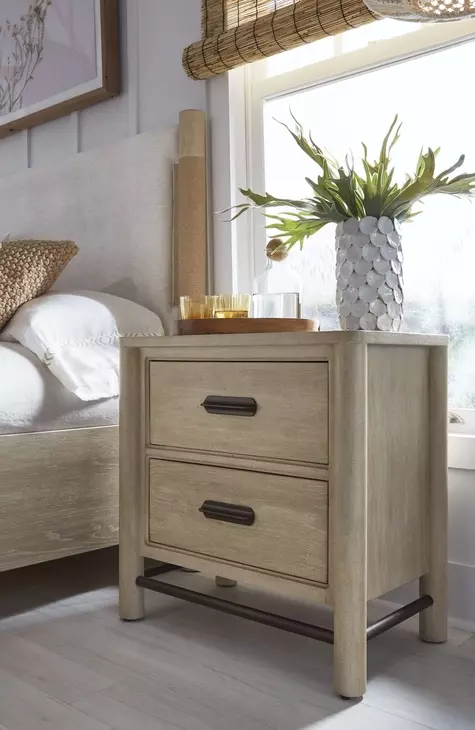 Sunset Cove Sanibel Brown 2 Drawer Nightstand with USB Charging