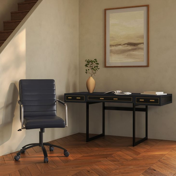 Roy Black Leather Upholstered Office Chair