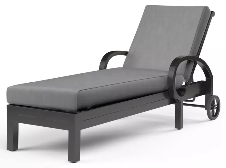 Monterey Canvas Granite 78" Outdoor Chaise Lounge with Self Welt
