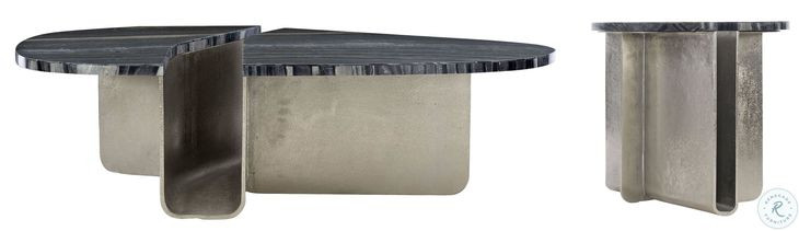 Tegan Black Forest Marble And Shiny Nickel Side Table