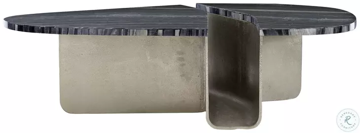 Tegan Black Forest Marble And Shiny Nickel Cocktail Table