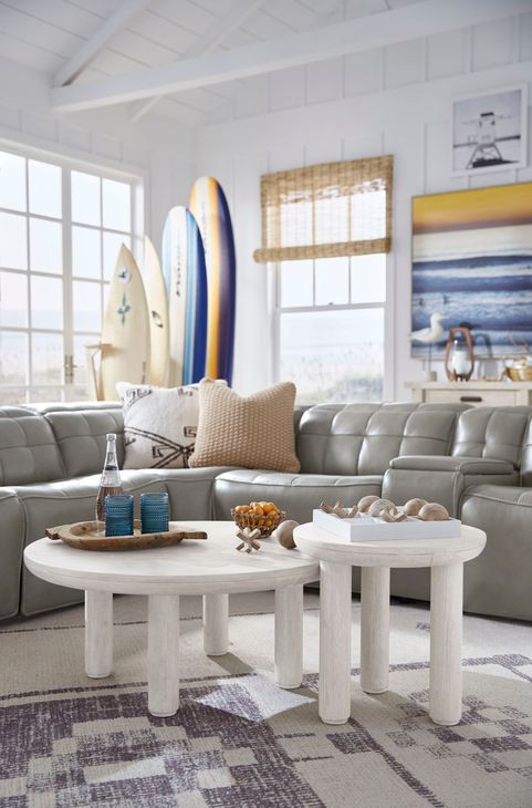 Sunset Cove Moonlight Pearl Round Nesting Cocktail Table