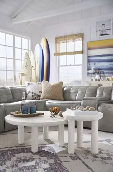 Sunset Cove Moonlight Pearl Round Nesting Cocktail Table