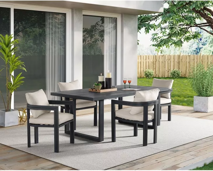 Fresca Dark Gray 77" Outdoor Rectangular Dining Table
