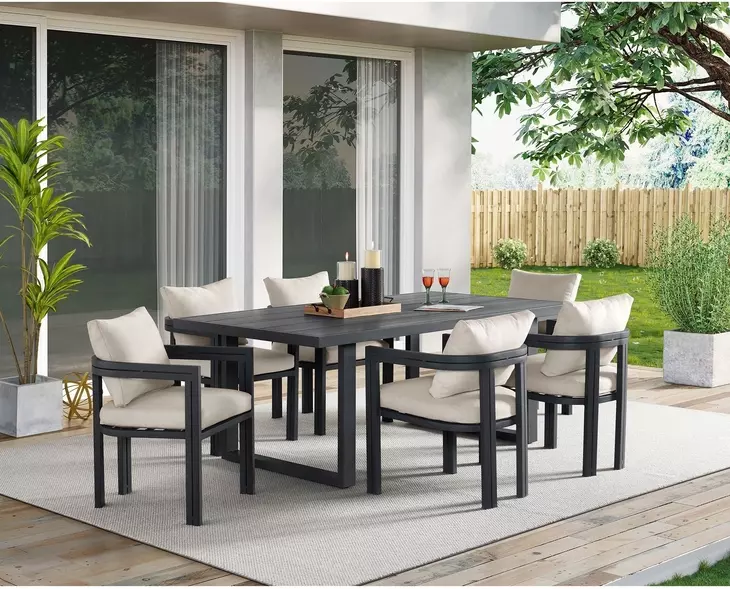 Fresca Dark Gray Outdoor Rectangular Dining Room Set