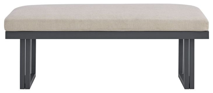 Fresca Dark Gray and Beige Outdoor Beige Dining Bench
