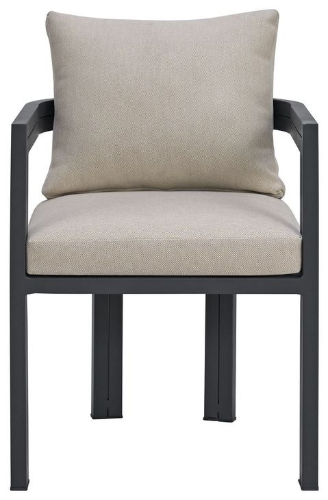 Fresca Dark Gray and Beige Outdoor Upholstered Dining Chair Set of 2