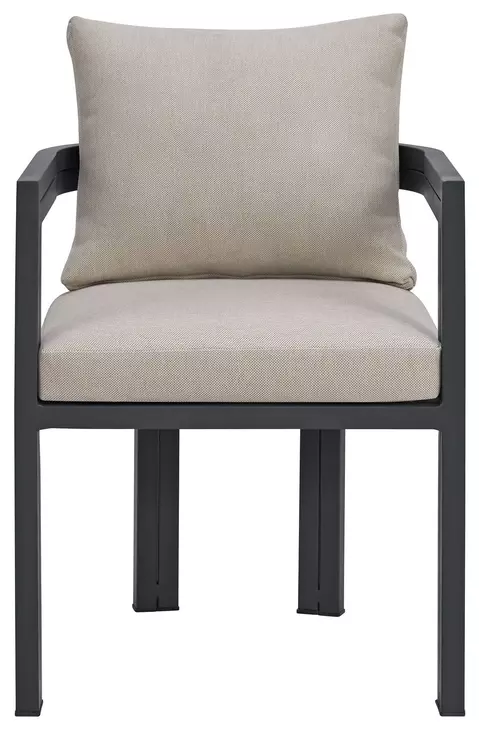 Fresca Dark Gray and Beige Outdoor Upholstered Dining Chair Set of 2