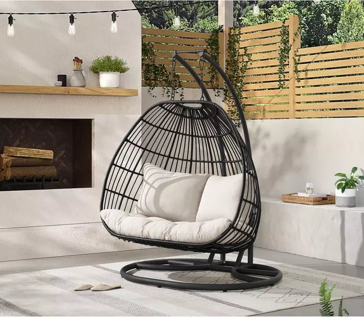 Fresca Beige Upholstered Outdoor Double Swing Chair