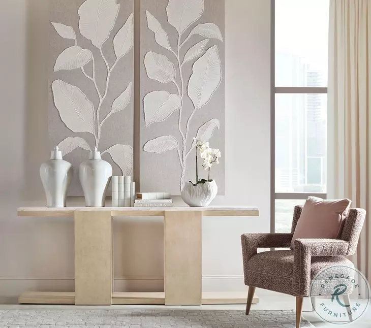 Westwood Polished Limestone And Volakas Stone Top Console Table