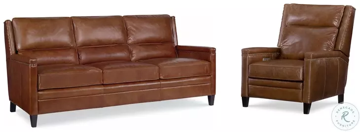 Bernard Brown Aniline Leather 78" Living Room Set