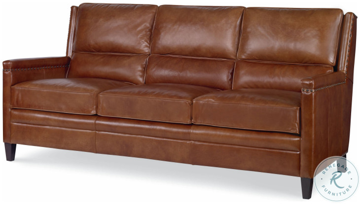Bernard Brown Aniline Leather 78" Sofa