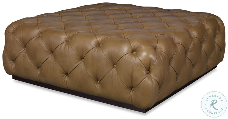 Rueben Brown Leather Tufted Cocktail Ottoman