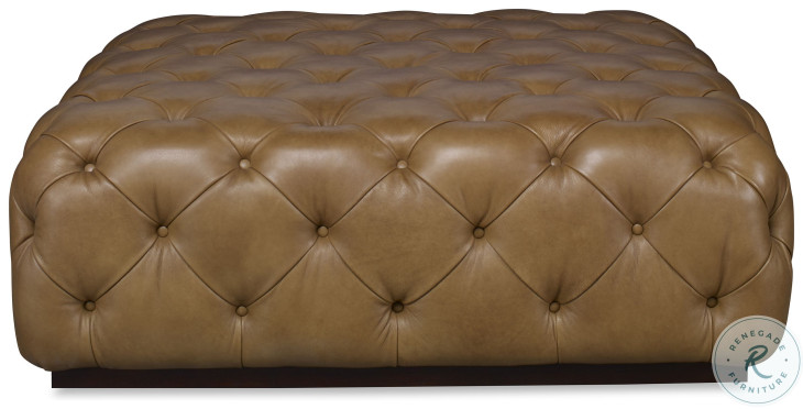 Rueben Brown Leather Tufted Cocktail Ottoman