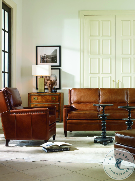 Bernard Brown Aniline Leather 78" Sofa