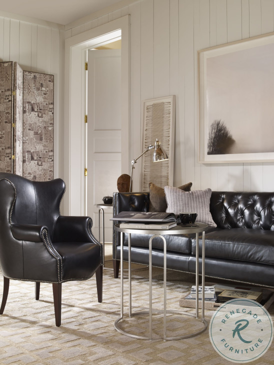Thaxton Charcoal Faux Shagreen And Silver Leaf Occasional Table Set