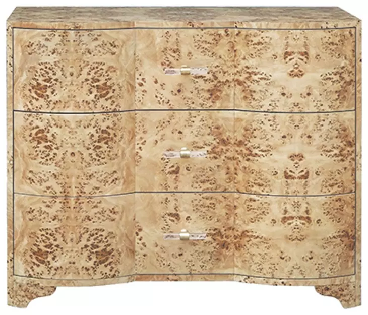 Plymouth Matte Burl Wood 3 Drawer Soft Close Accent Chest