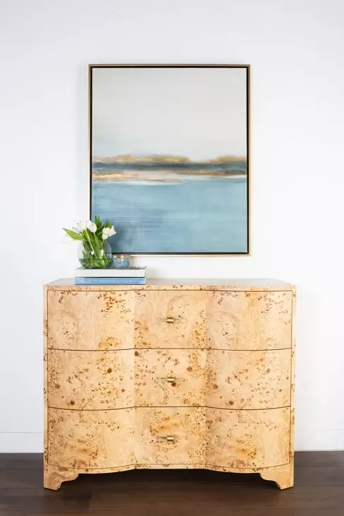 Plymouth Matte Burl Wood 3 Drawer Soft Close Accent Chest