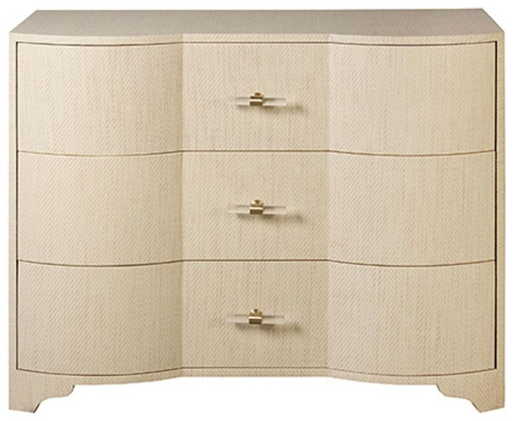 Plymouth Beige Natural Grasscloth 3 Drawer Chest