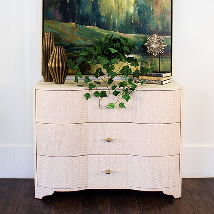 Plymouth Beige Natural Grasscloth 3 Drawer Chest